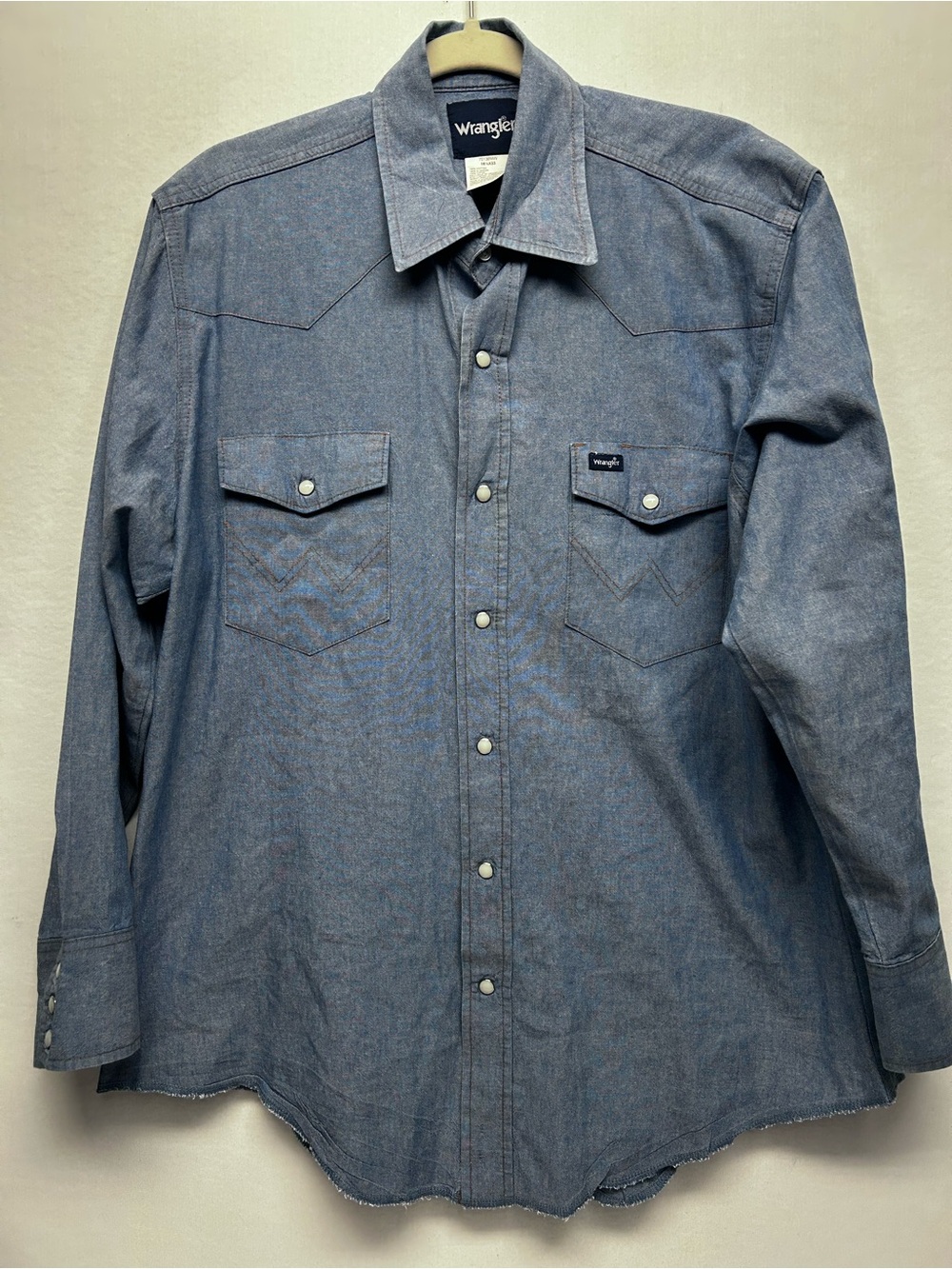 Wrangler Men's Denim Western Snap-Front Shirt in Blue
